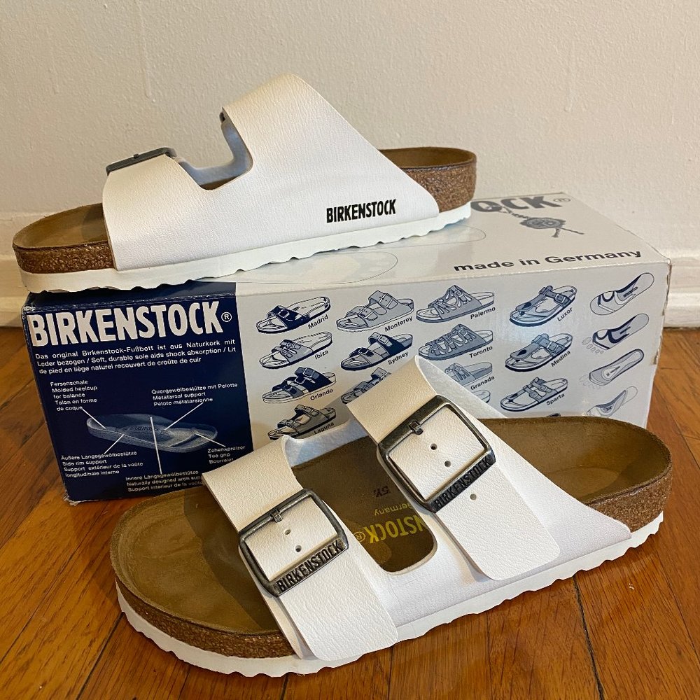 Birkenstock Arizona Birko-Flor White Sandals 37